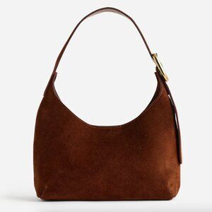 Madewell Sculptural Buckle Suede Shoulder Bag - Mahogany